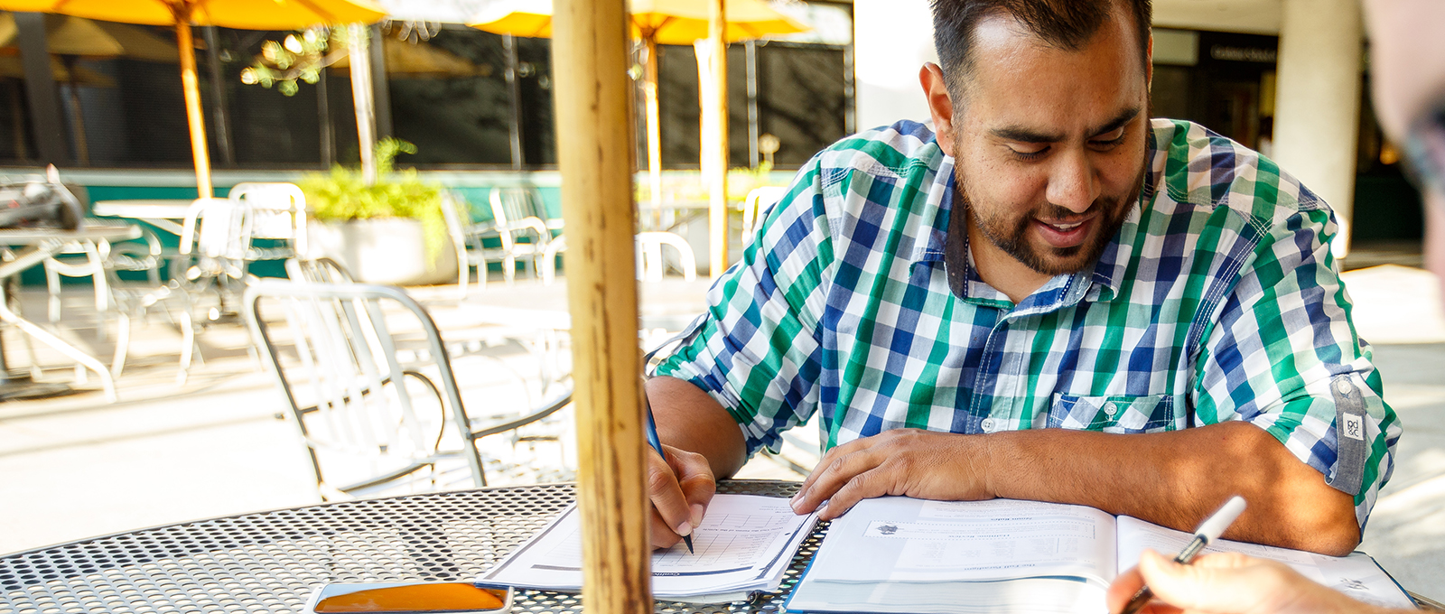 man studying