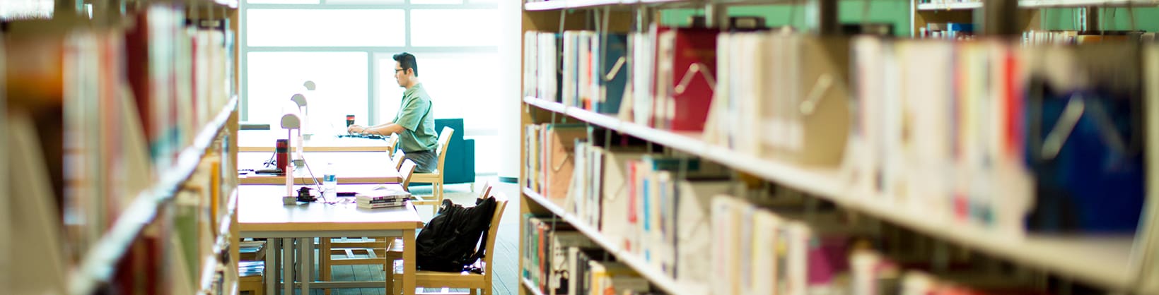 studying in a library