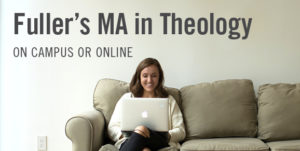 Meghan Easley, MAT Alumni, sitting on a couch with her laptop