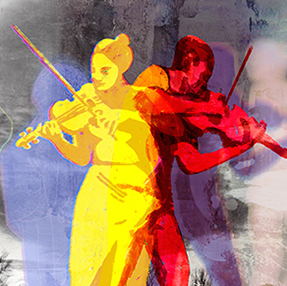 Illustration of women playing violin