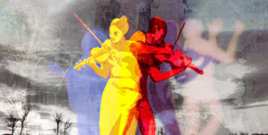 Illustration of females playing violin