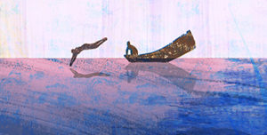 illustration of person diving off of boat