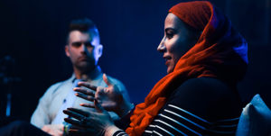 Woman speaking at Technology and Interfaith Roundtable