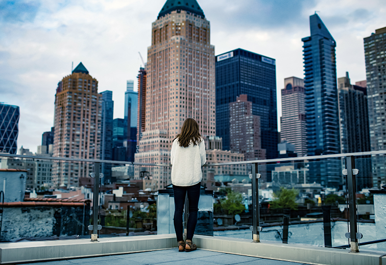 woman looking at city