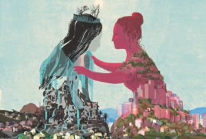 illustration of women helping women