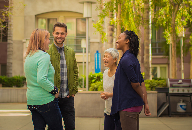 students talking