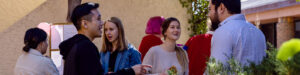 students talking banner