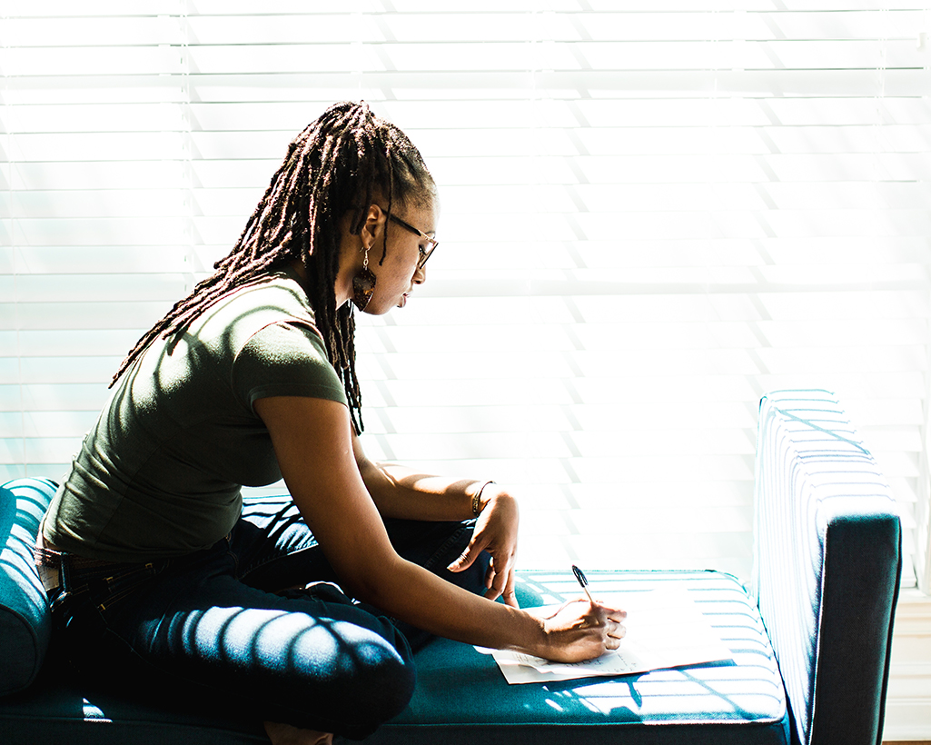 woman studying