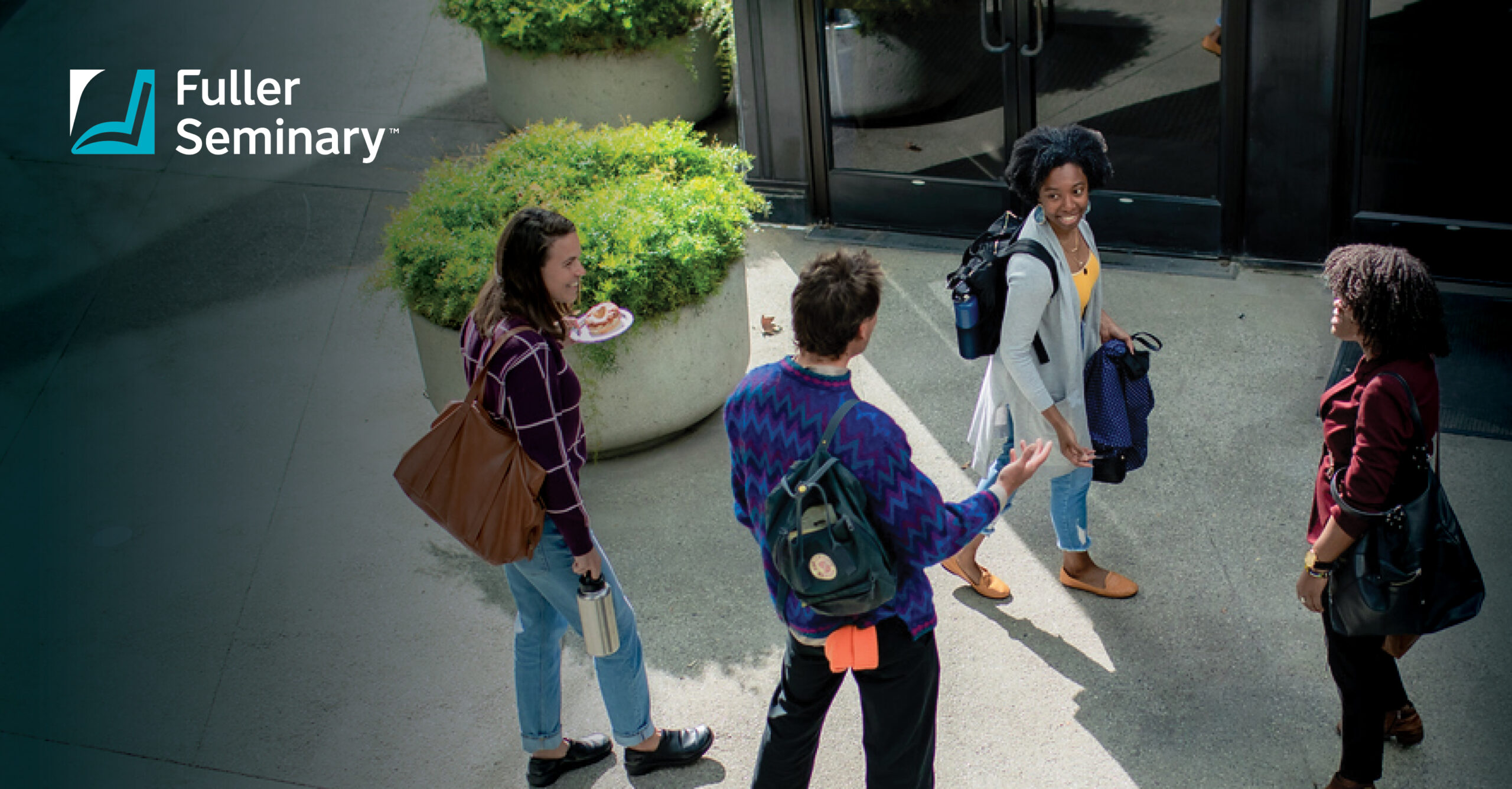 Rebrand-Announcement-Banner Four students going to class
