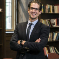 William Roozeboom, newly appointed Assistant Professor (STM), photographed in an STM classroom for use in a future issue of Chronicle, future Amici, and web uses.